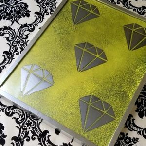 5 of Diamonds, OOAK Framed Faux Mirror